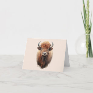 Carte Portrait de bison aquarelle