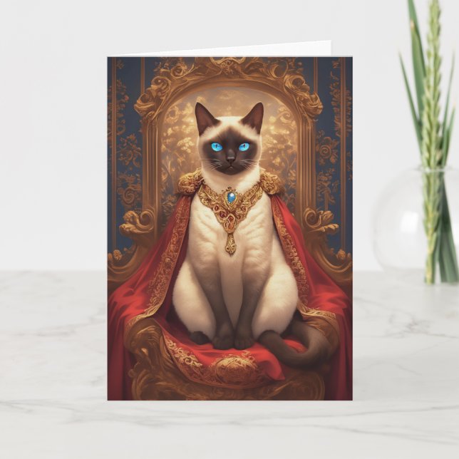Carte Portrait de chat majestueux Royal Siamese (Devant)