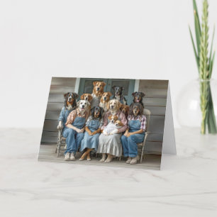 Carte Portrait de famille de chien Humour d'anniversaire