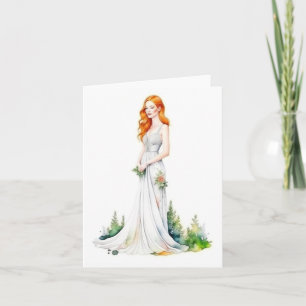 Carte Portrait de femme N Portrait à l'aquarelle et au s