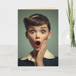 Carte Portrait de femme surprise rétro