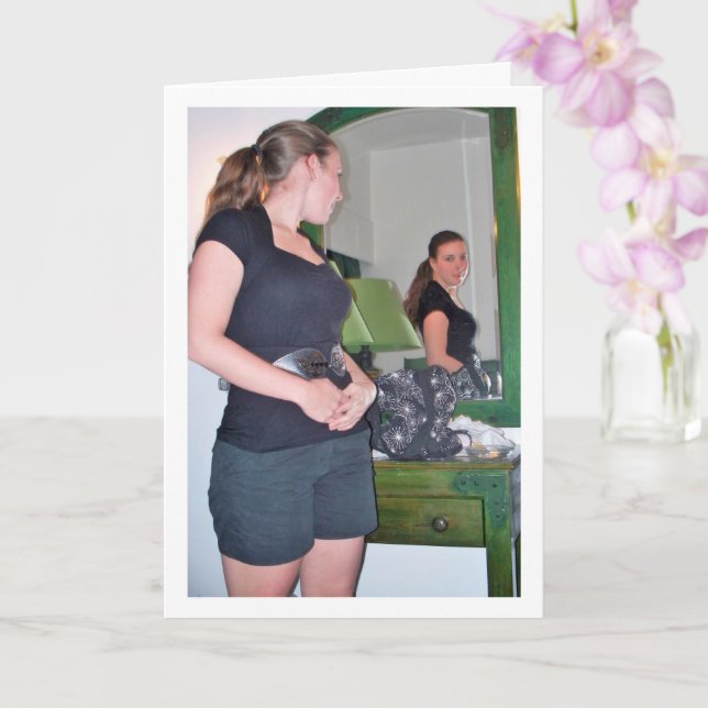 Carte Portrait de fille se regardant dans un miroir (Orchidée)