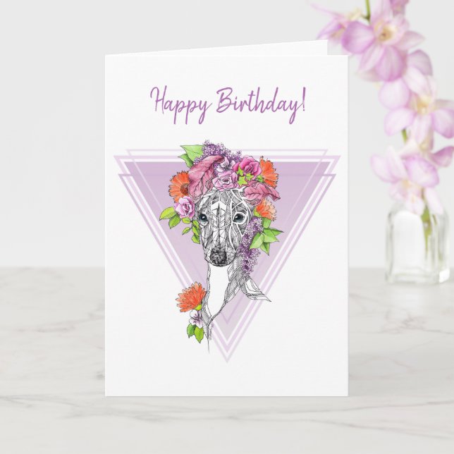 Carte Portrait de fleurs de chien blanc gris italien (Orchidée)