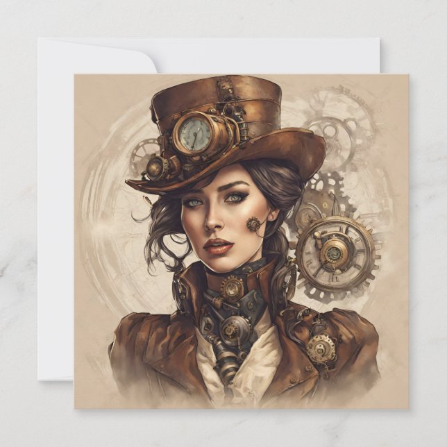 Carte Portrait de Steampunk victorien d'une femme (Devant)
