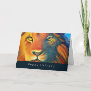 Carte Portrait de tête de lion coloré Peinture à l'huile