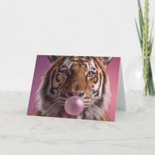 Carte Portrait de tigre du Bengale soufflant un bubble-g