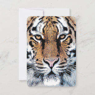 Carte Portrait de tigre en style Presse Graphique