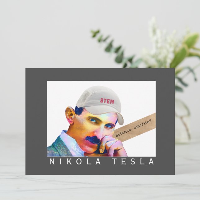 Carte Portrait drôle Tesla (Debout devant)