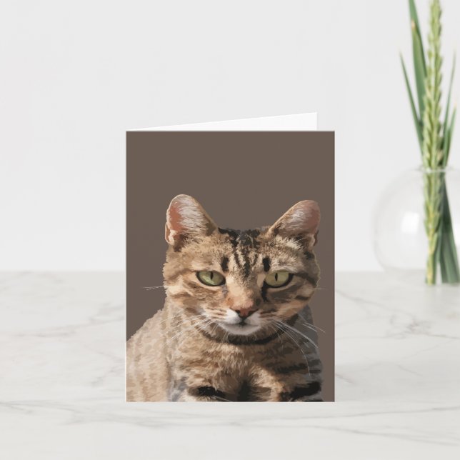 Carte Portrait D'Un Cute Tabby Cat Avec Contact Oeil (Devant)