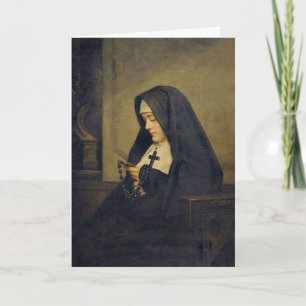 Carte Portrait d'une religieuse catholique avec le Saint