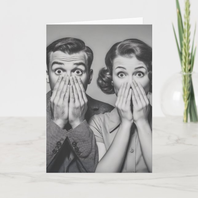 Carte Portrait en couple rétro choqué (Devant)