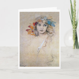 Carte Portrait (étude), Alphonse Mucha Card
