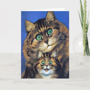 Carte Portrait Famille Chat vintage