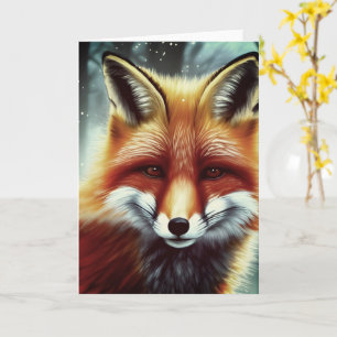 Carte Portrait Fluffy Red Fox