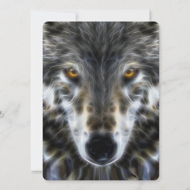 Carte Portrait inspiré de loup de région boisée (Devant)