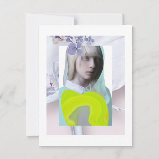 Carte Portrait jeune fille pastel fluo collage numérique