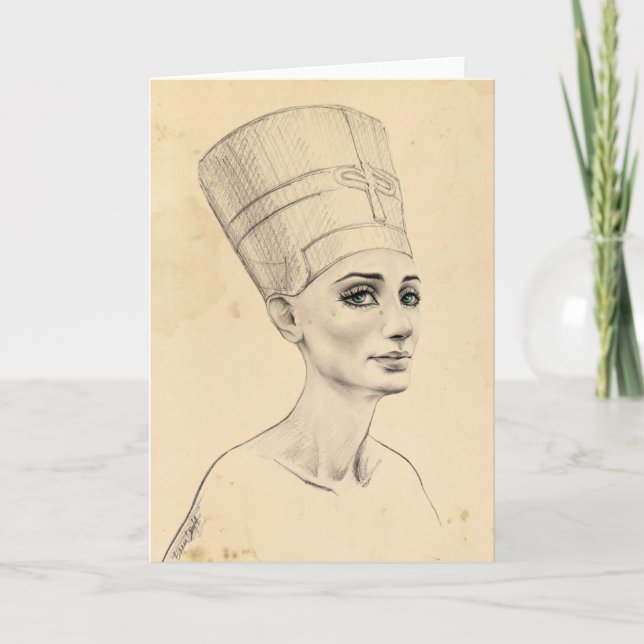Carte Portrait Néfertiti dessin Ancienne Egypte papyrus (Devant)