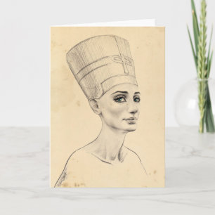 Carte Portrait Néfertiti dessin Ancienne Egypte papyrus