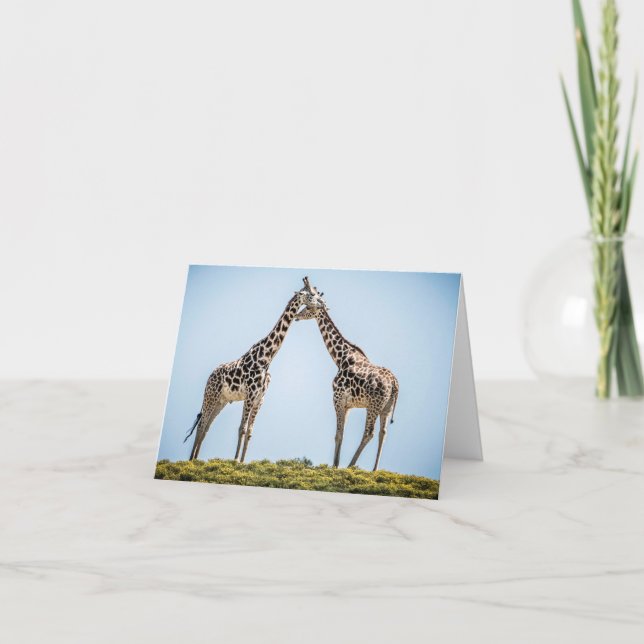 Carte Portrait romantique en couple de girafe (Devant)