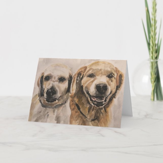 Carte Portraits d'animaux - Laboratoire Jaune et Retriev (Devant)
