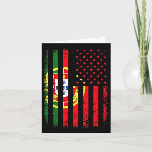 Carte Portugais Américain Drapeau Portugal America Fiert (Devant)