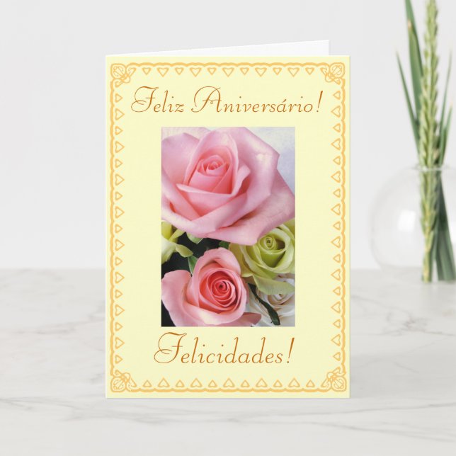 Carte Portugais : Fleurs d'anniversaire (Devant)