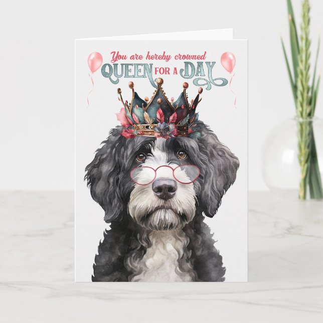 Carte Portugais Water Dog Queen pour jour drôle Annivers (Devant)