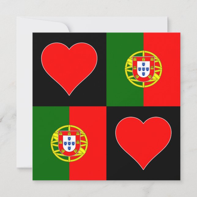 Carte Portugal Drapeau Coeur patriotique portugais Salut (Devant)