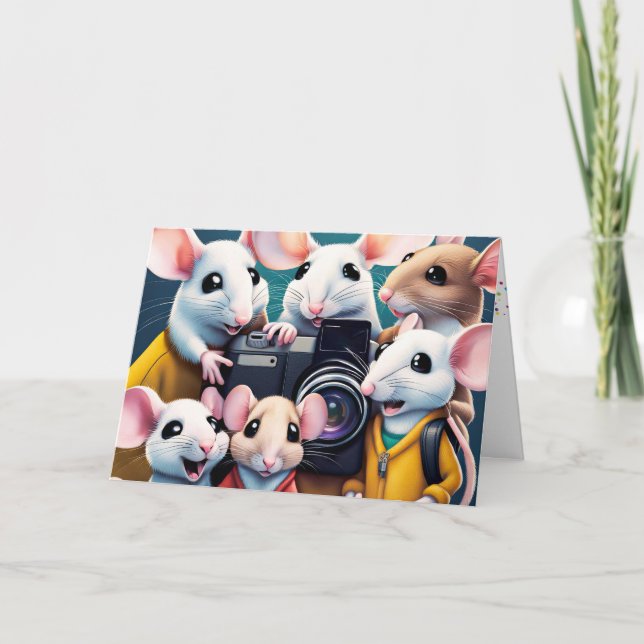 Carte Pose De Souris D'Anniversaire Avec Caméra (Devant)