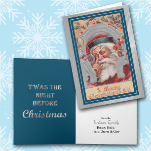 Carte Poser un doigt à côté de son nez Retro Père Noël