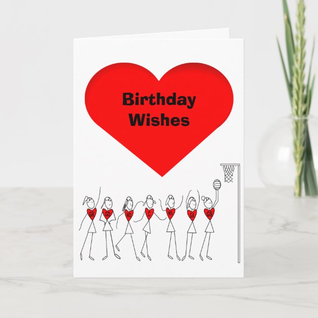 Carte Positions Heart Netball Bonne Anniversaire (Devant)