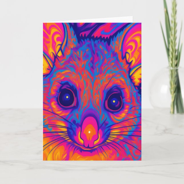 Carte possums australien de la queue touffue psychédéliq (Devant)