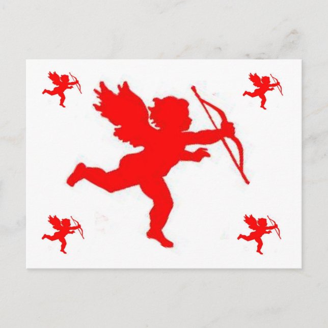 Carte Post Cupid Red Plain (Devant)