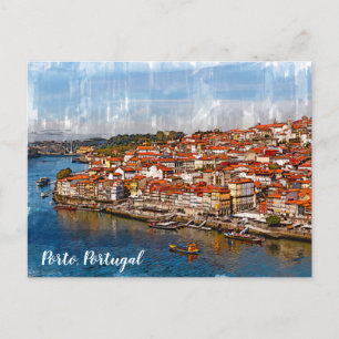 Carte Postale С paysage de Porto, fleuve Douro. Portugal. T-shir