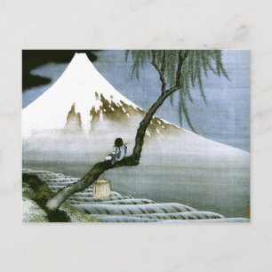 Carte Postale 北 斎 Boy & Mt Fuji Art