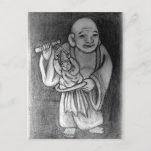 Carte Postale 布 袋 Hotei comme marionnettiste