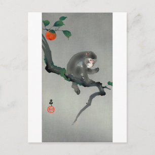 Carte Postale 柿 に 猿, 古 邨 singe sur l'arbre Persimmon, Ohara Koso