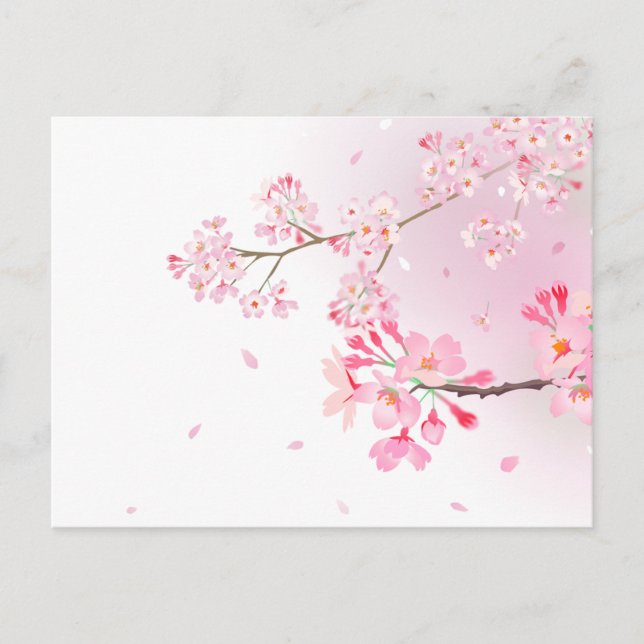 CARTE POSTALE 桜の花びらが舞う和風ポストカード＊春のご挨拶・季節の便りに (Devant)