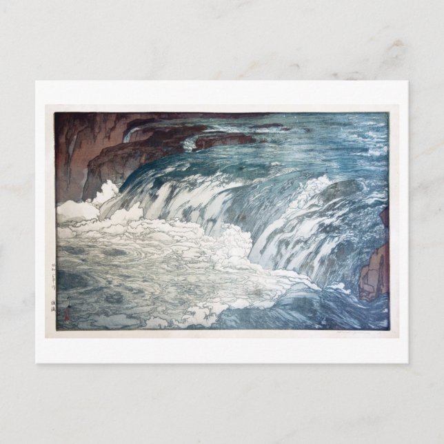 Carte Postale 渓 流, Rapids, Hiroshi Yoshida, Coupe du bois (Devant)