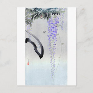 Carte Postale 藤 の 花, 邨 Flower Wisteria, Ohara Koson, Bois