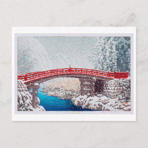 Carte Postale 雪 神 橋, Neige sur le Pont Sacré à Nikkô, Hasui