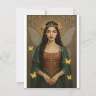 Carte Postale 001_A fairy princess in teal green and crimson.