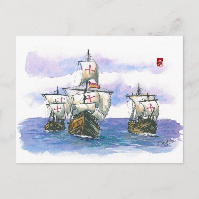 Carte Postale (057) La Nina, La Pinta, Les bateaux à voile Père  (Devant)
