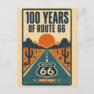 Carte Postale 100 Ans De Route 66 Centenaire Vintage Americana