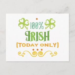 Carte Postale 100% Irish Today Word Art
