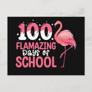 Carte Postale 100 Jours de flamazing de Flamant rose scolaire En