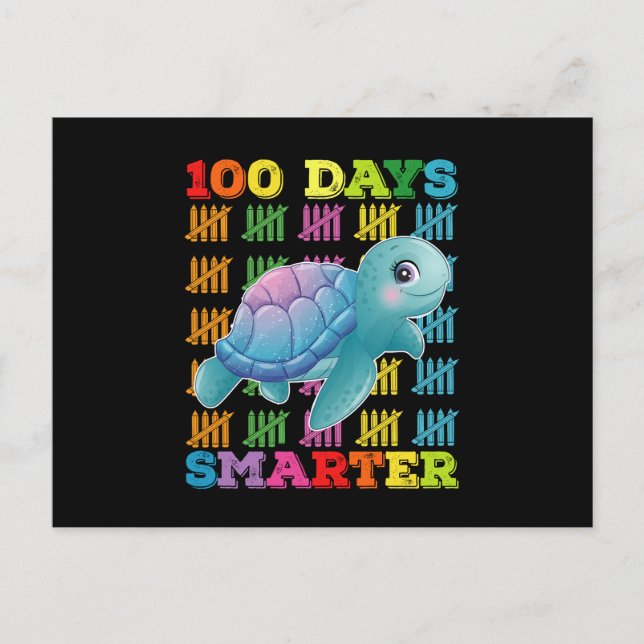 Carte Postale 100 Jours Tortue intelligente 100e Jour De L'École (Devant)