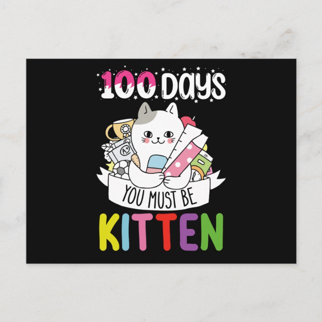 Carte Postale 100 Jours Vous Devez Être Kitten Chat De L'École (Devant)