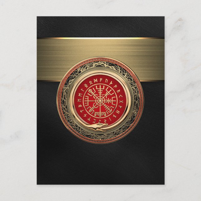 Carte Postale [100] Vegvisir - Viking Gold Magic Runic Compass (Devant)
