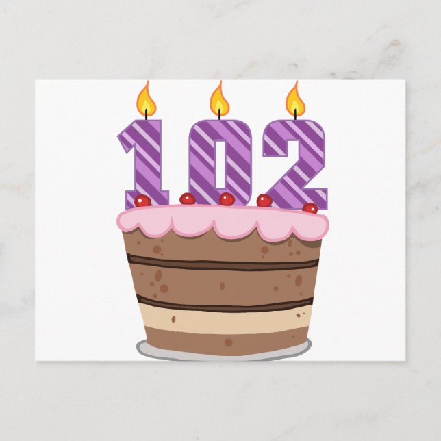 Carte Postale 102 ans sur le gâteau d'anniversaire (Devant)